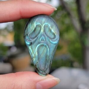 (#1) NEW 1.67" x 1" FLASHY LABRADORITE GHOST MASK